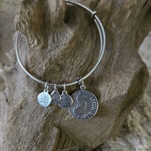 Alex and Ani Silver New Jersey Charm Bangle